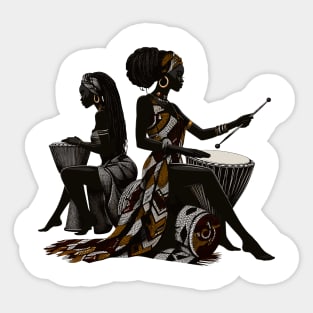 Afrocentric Women Drums Sticker